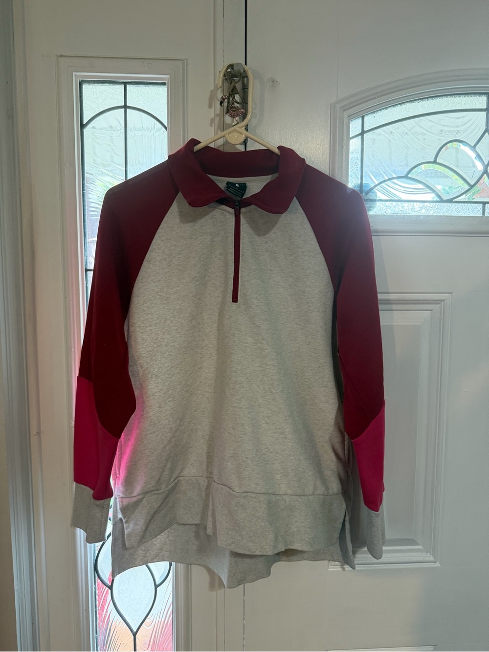 Nike Colorblock Quarter-Zip Pullover - Gray,Burgundy& pink